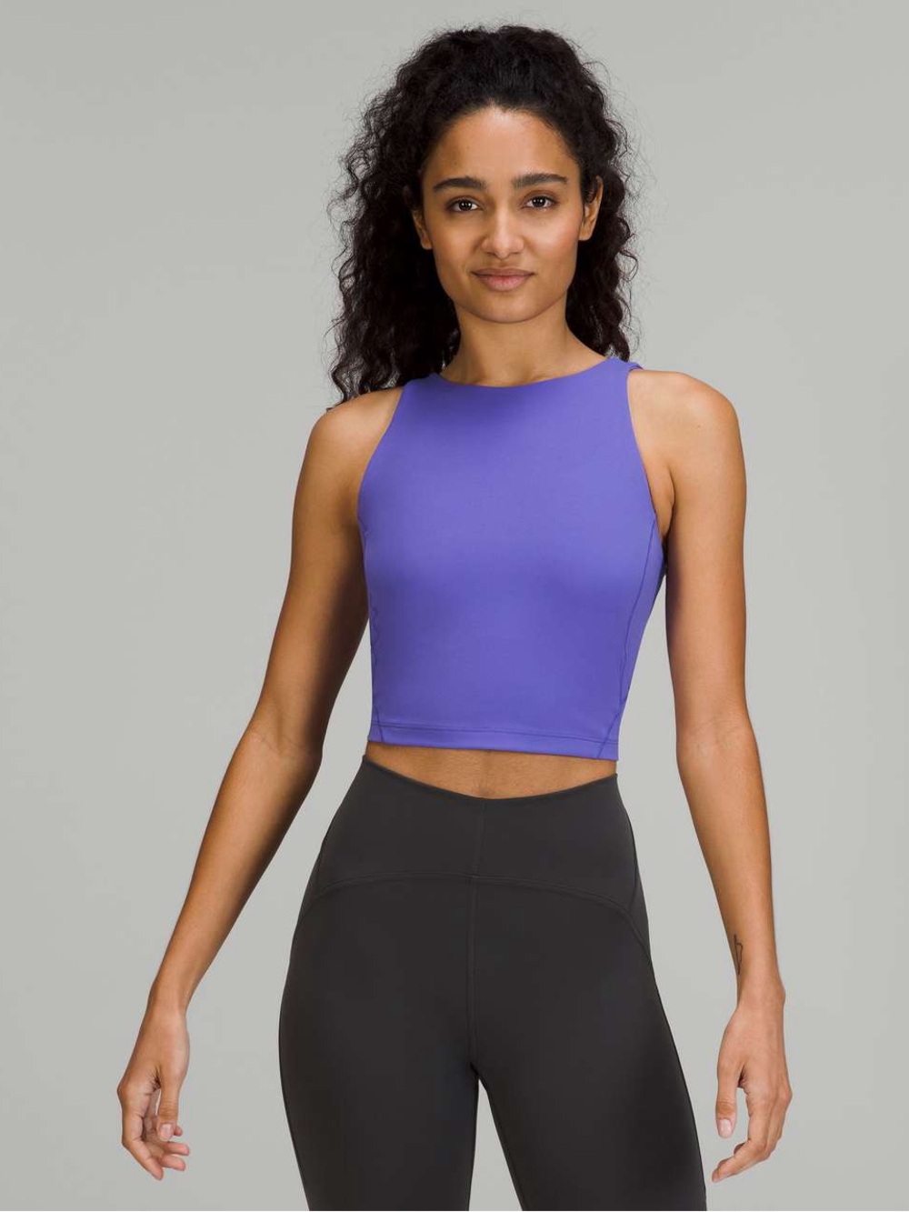 Lululemon Align Purple Charged Indigo High-Neck Crop Built in Bra Tank Top Sz 12